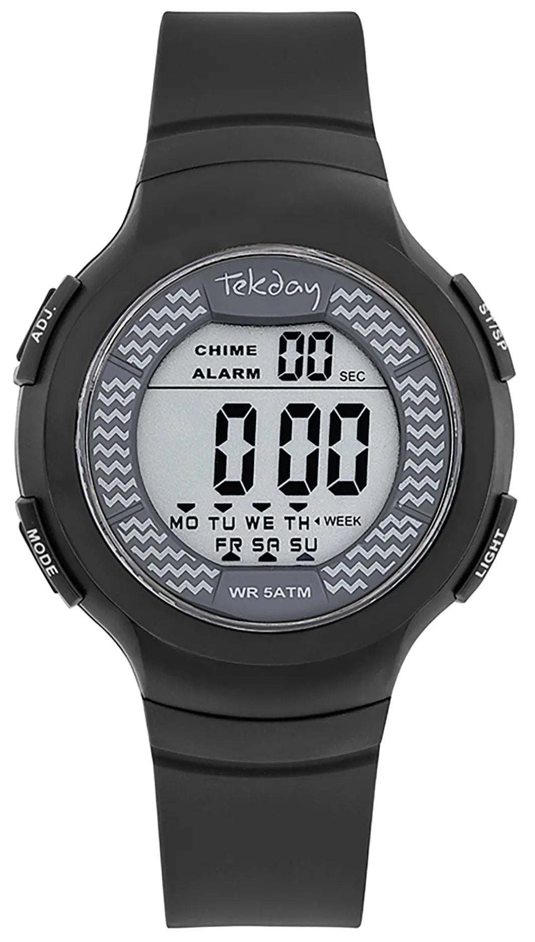 TEKDAY 654916 Digital Black Silicone Strap