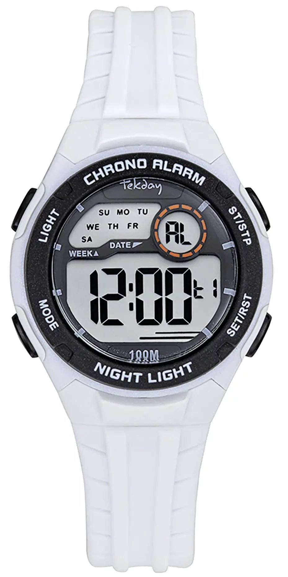 TEKDAY 654923 Digital White Silicone Strap