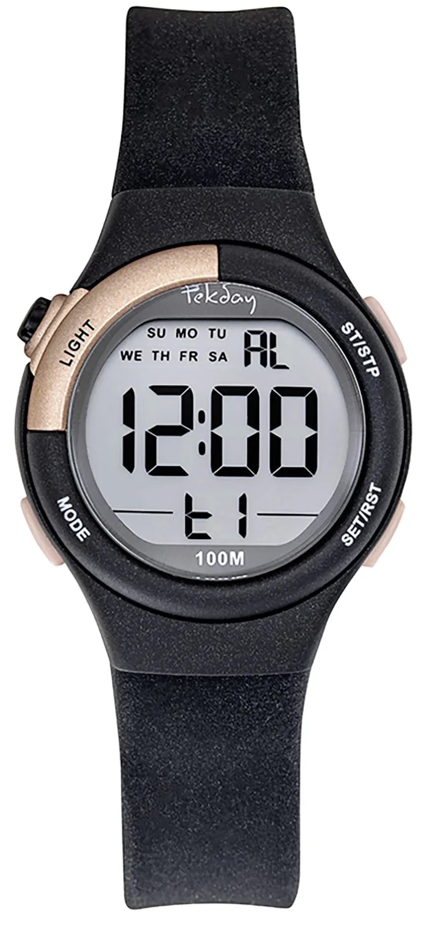 TEKDAY 654928 Digital Black Silicone Strap Tekday