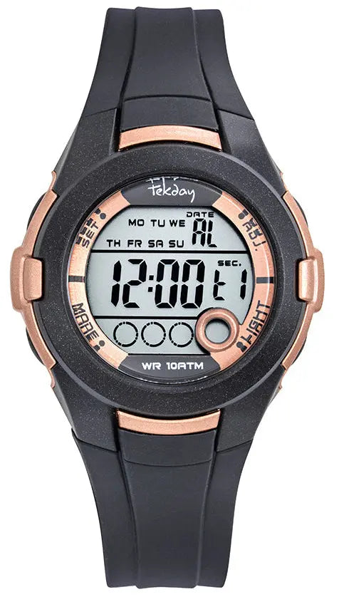 TEKDAY 654935 Digital Black Silicone Strap