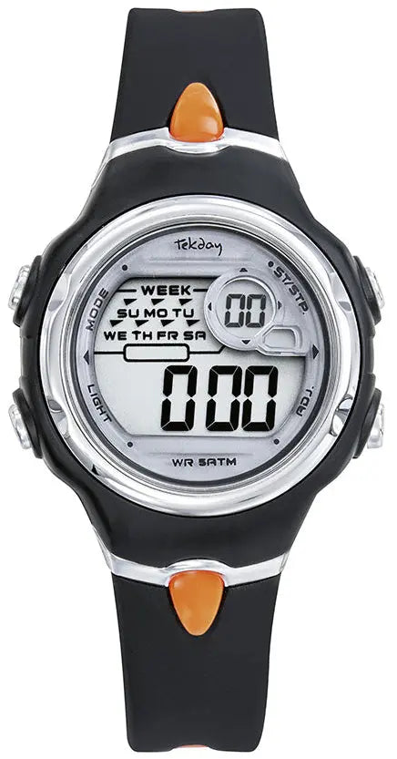 TEKDAY 654945 Digital Black Silicone Strap