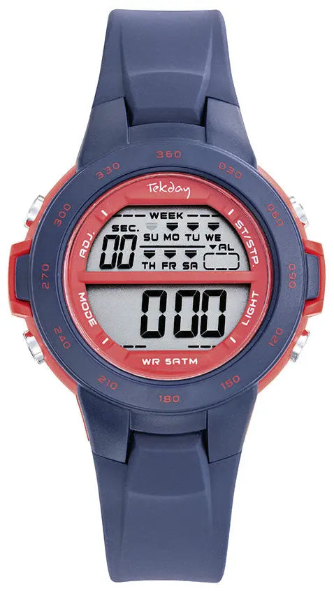 TEKDAY 654963 Digital Blue Silicone Strap Tekday