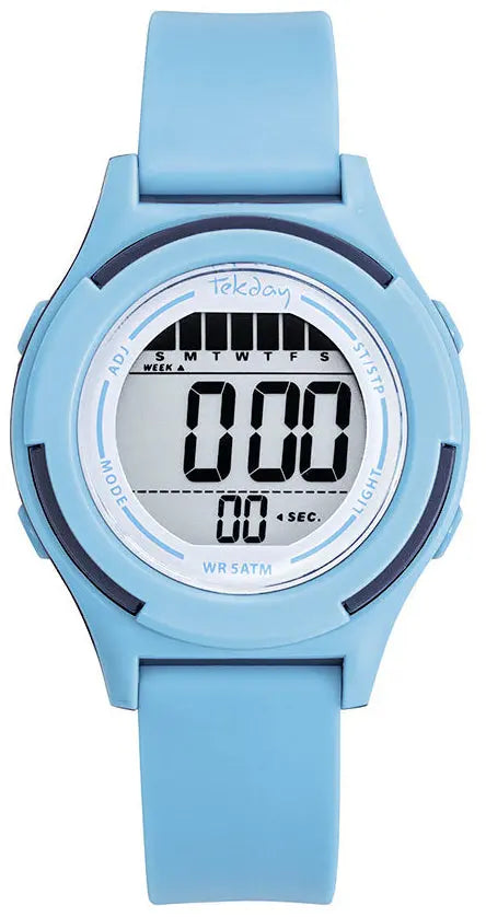 TEKDAY 654968 Digital Light Blue Silicone Strap