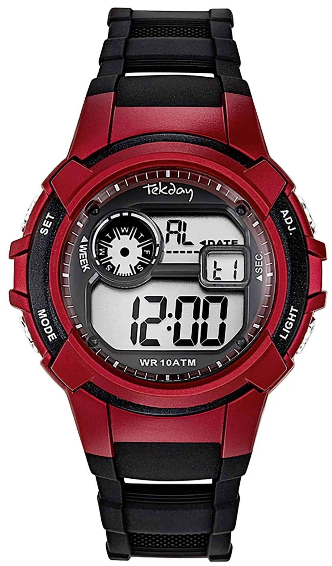 TEKDAY 655979 Digital Chronograph Black Rubber Strap