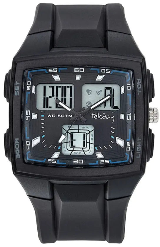 TEKDAY 655981 Anadigi Black Rubber Strap