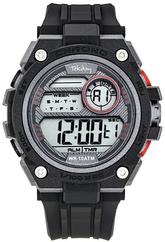 TEKDAY 656189 Digital Black Rubber Strap