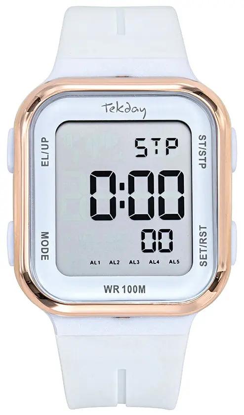 TEKDAY 656198 Digital White Silicone Strap
