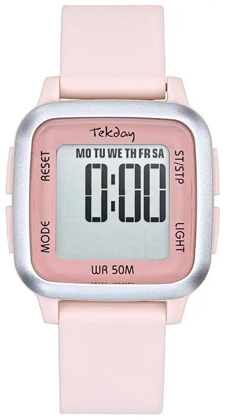 TEKDAY 656201 Digital Pink Rubber Strap