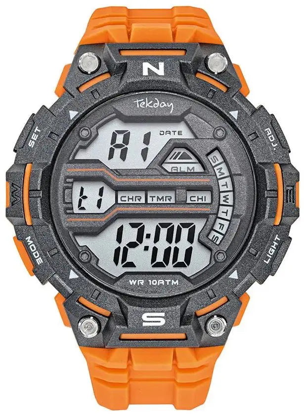 TEKDAY 656210 Digital Orange Plastic Strap Tekday