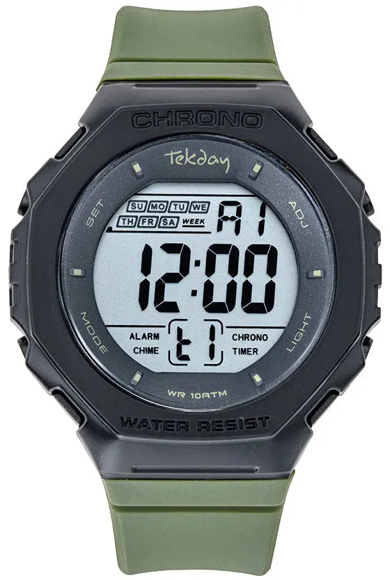 TEKDAY 656213 Digital Khaki Rubber Strap Tekday