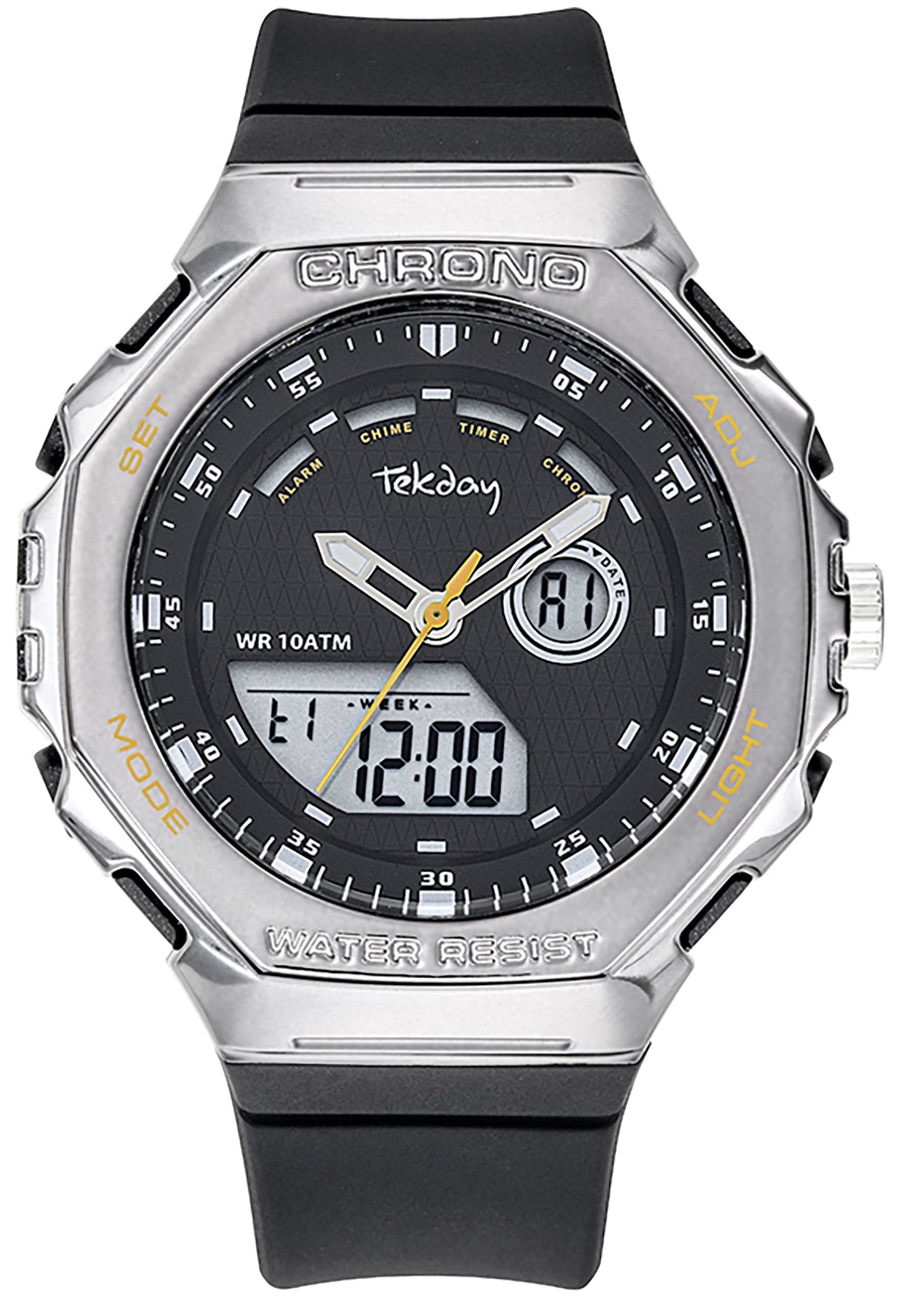 TEKDAY 656214 Anadigi Black Rubber Strap