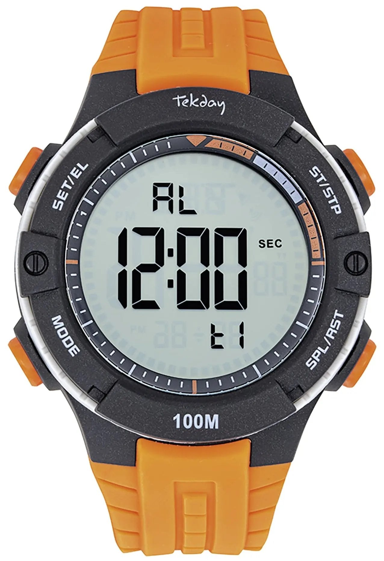 TEKDAY 656224 Digital Orange Rubber Strap