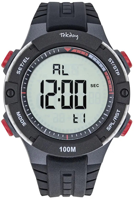 TEKDAY 656225 Digital Black Rubber Strap