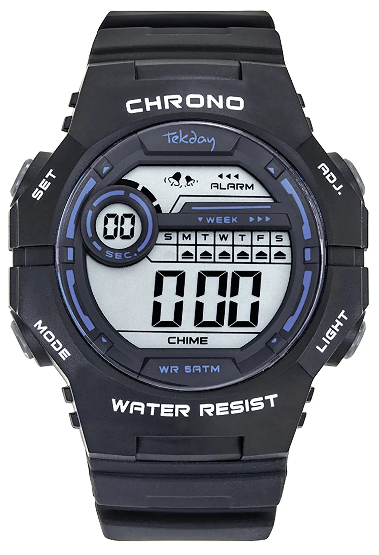 TEKDAY 656229 Digital Black Rubber Strap