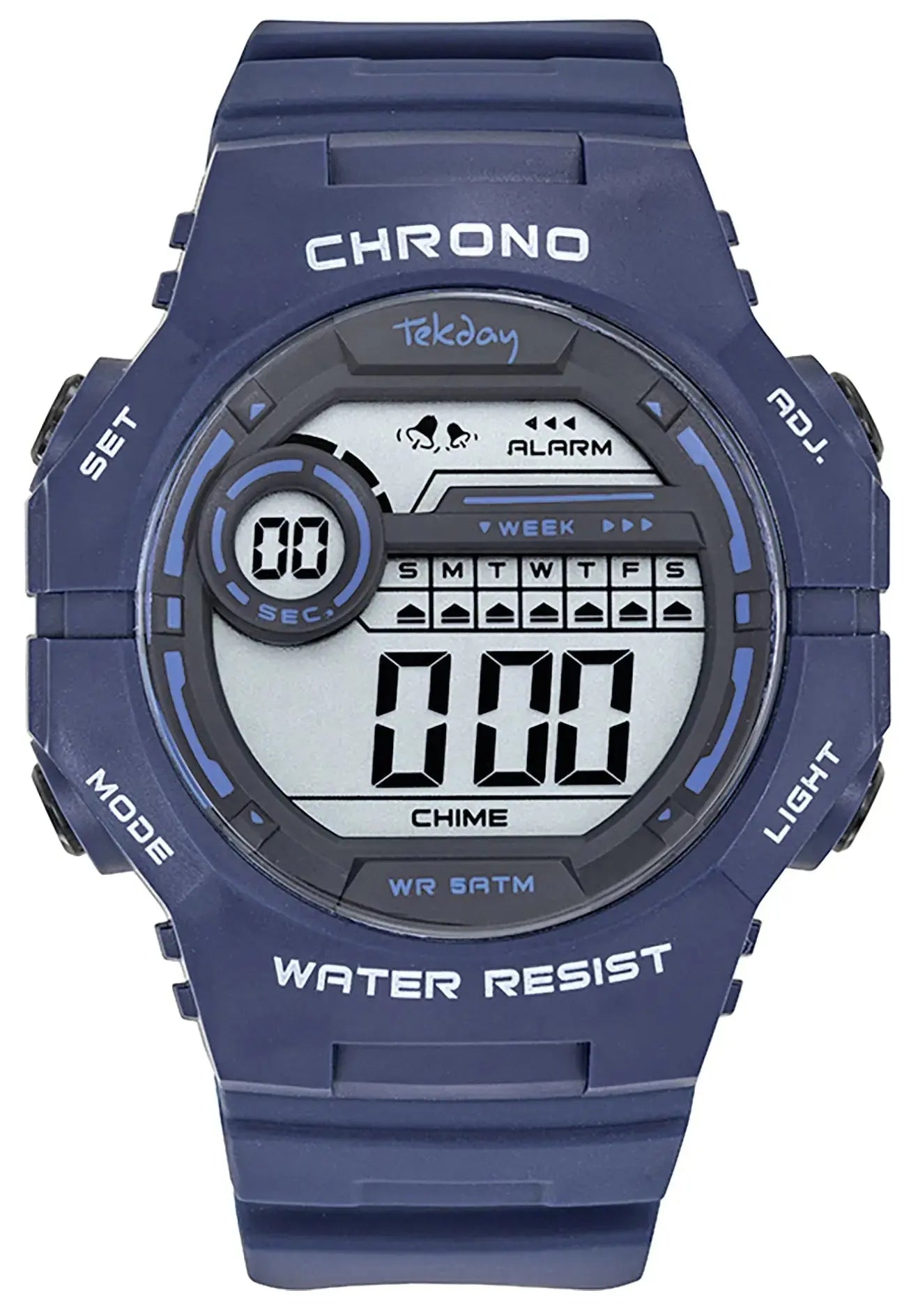 TEKDAY 656230 Digital Blue Rubber Strap Tekday