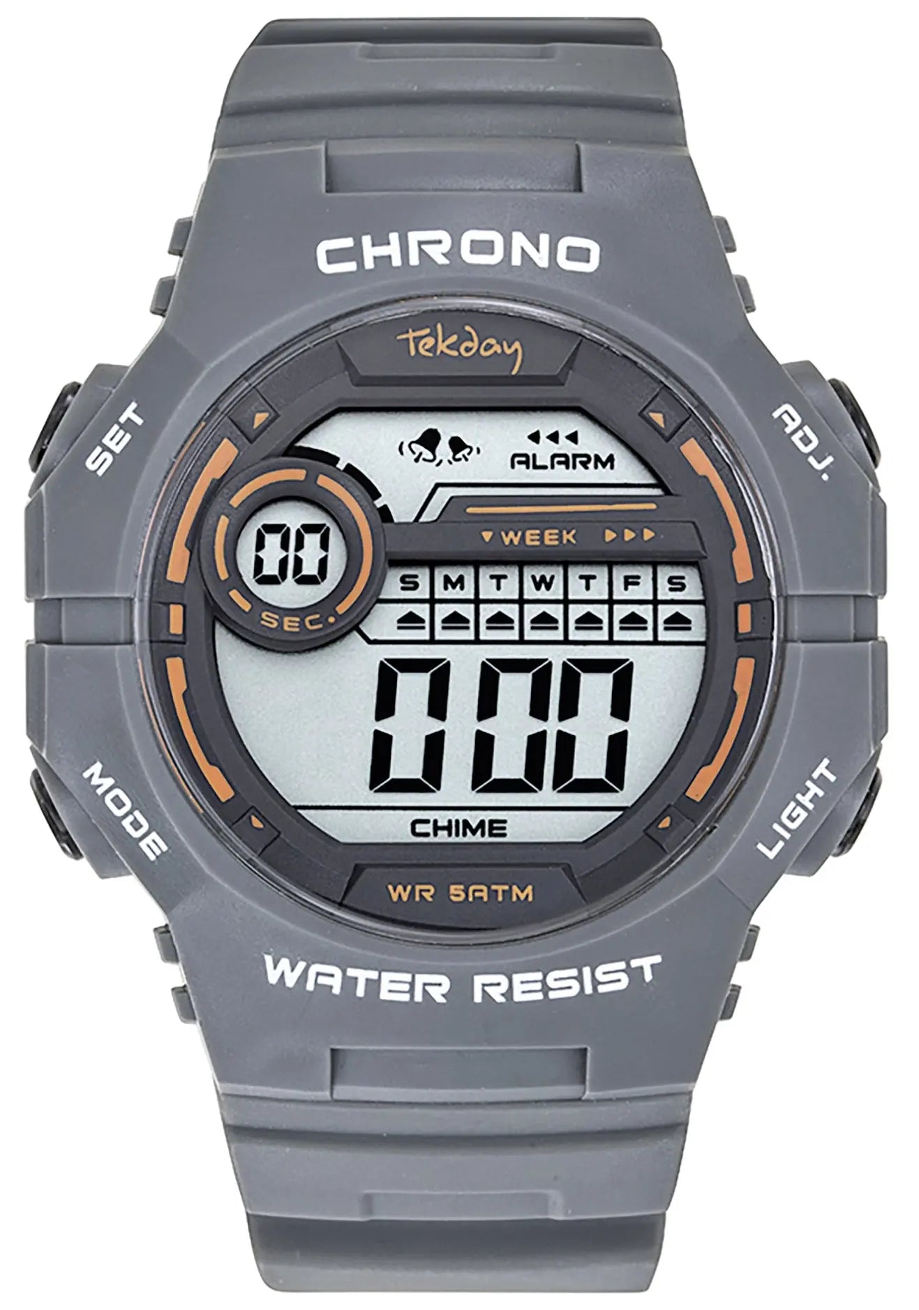 TEKDAY 656231 Digital Grey Rubber Strap