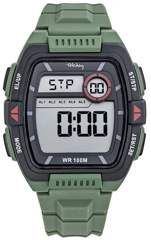 TEKDAY 656243 Digital Green Rubber Strap