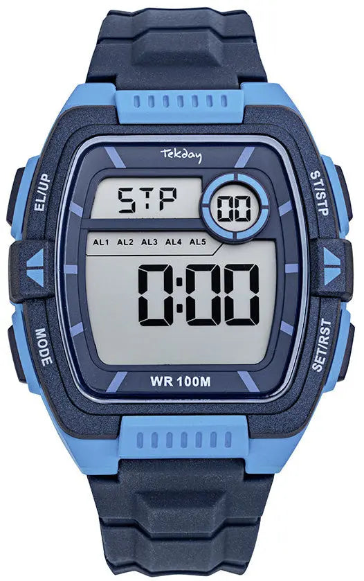 TEKDAY 656244 Digital Blue Rubber Strap