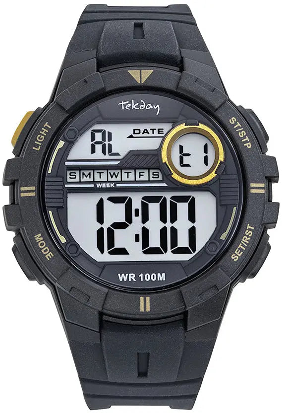 TEKDAY 656249 Digital Black Rubber Strap