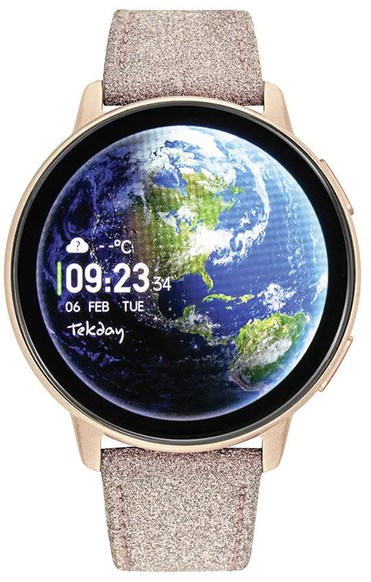 TEKDAY 656547 Smartwatch Rose Gold Leather Strap