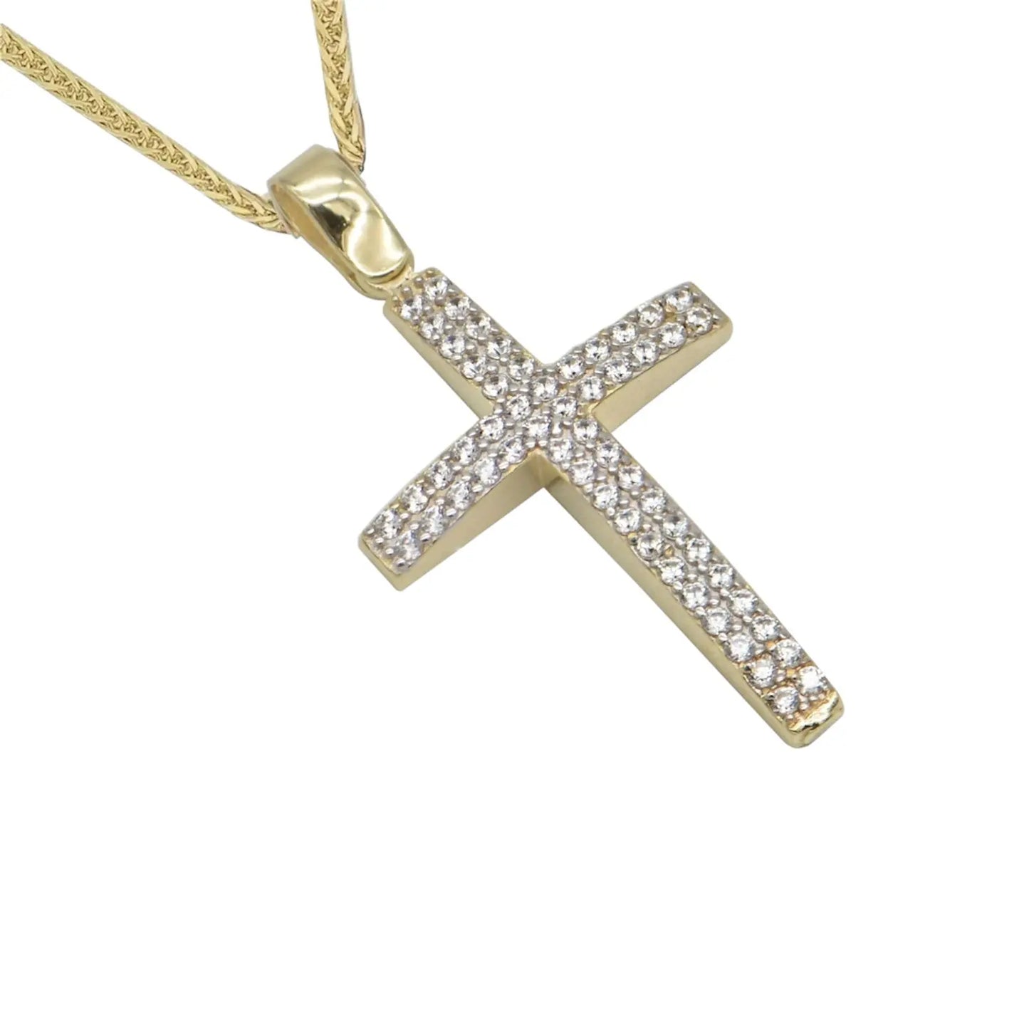 Σταυρός STA65G Βαφτιστικός Χρυσός 9ct με Ζιργκόν