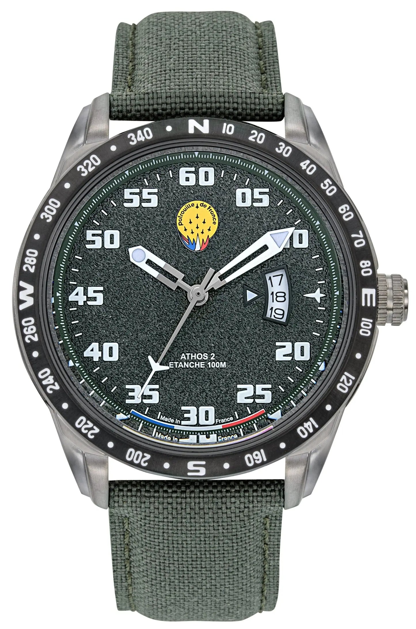 Patrouille De France 668126 Athos 2 Green Fabric Strap Patrouille De France