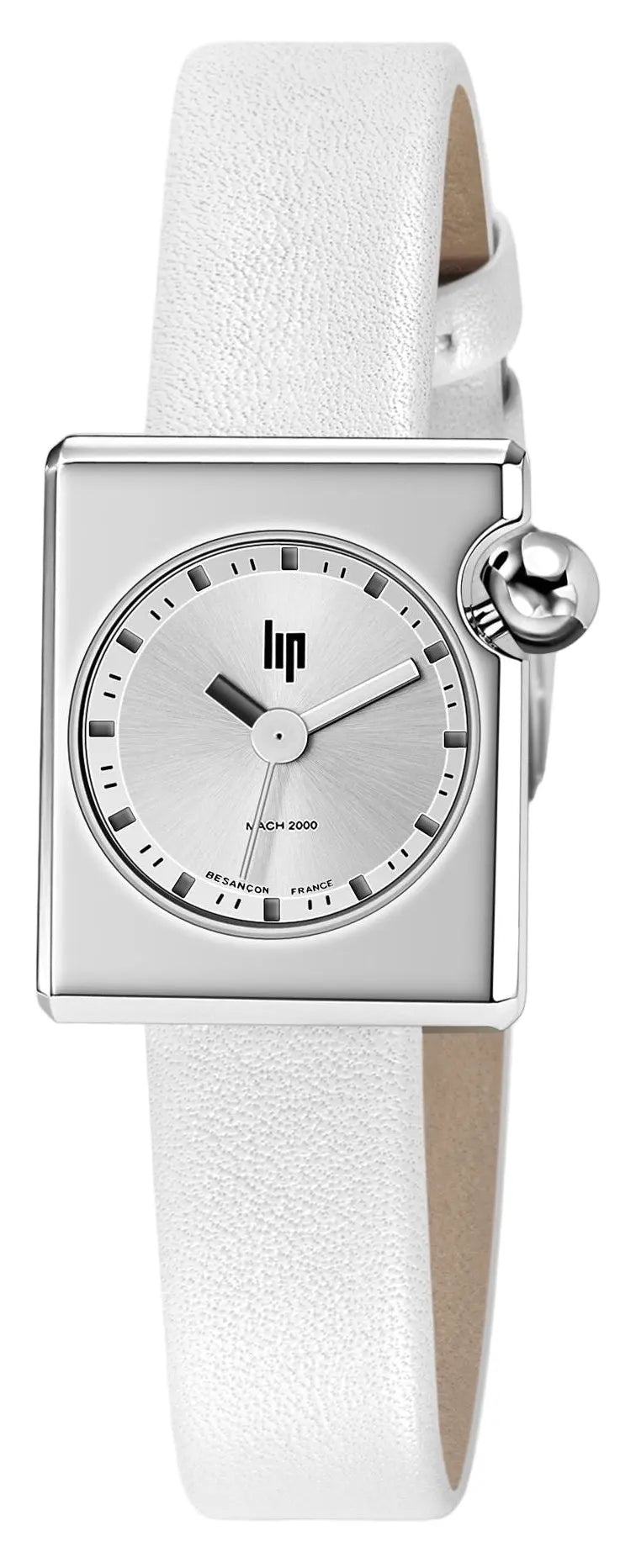 LIP 671173 Mach 2000 Mini Square White Leather Strap