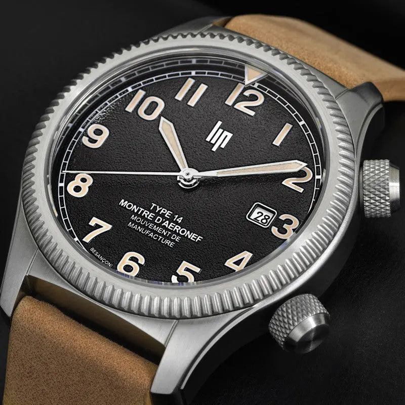 LIP 676030 Type 14 Automatic Camel Brown Leather Strap