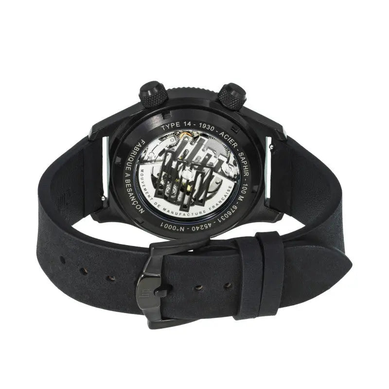 LIP 676031 Type 14 Automatic Black Leather Strap