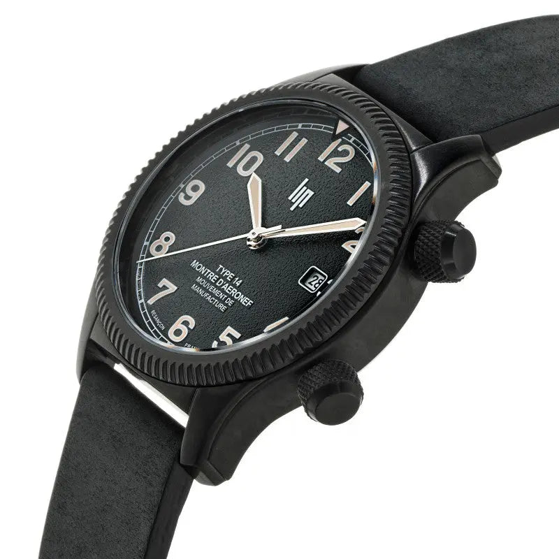 LIP 676031 Type 14 Automatic Black Leather Strap