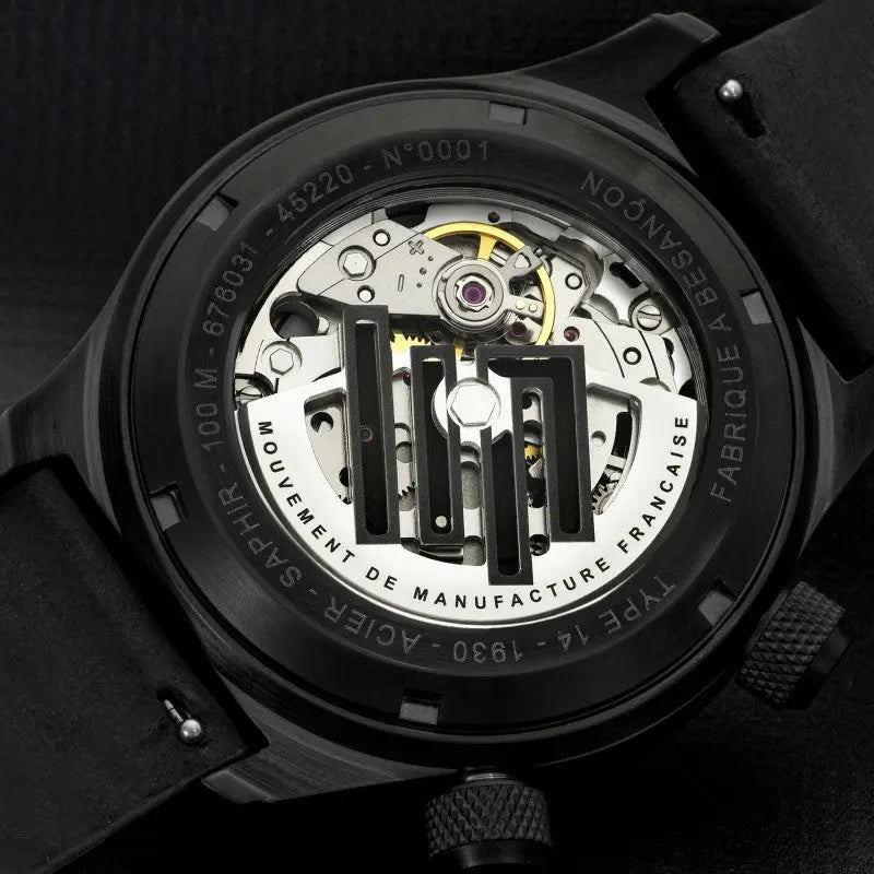 LIP 676031 Type 14 Automatic Black Leather Strap