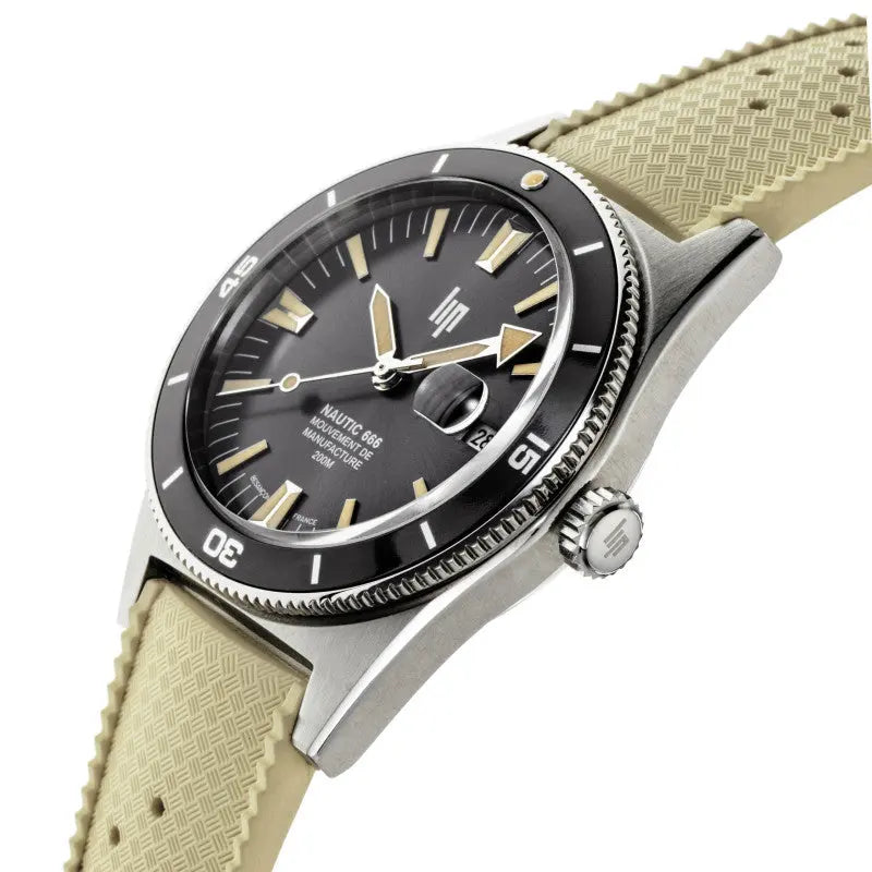 LIP 676054 Nautic 666 Automatic Beige Rubber Strap