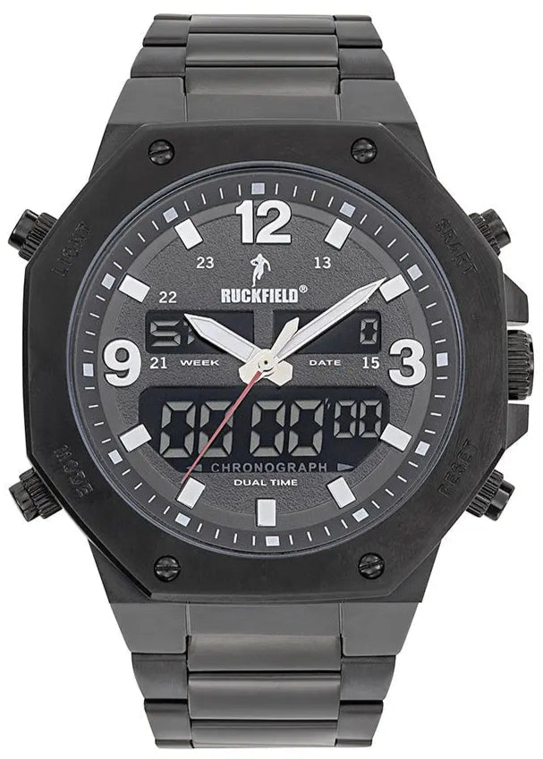 Ruckfield 685168 Ana-Digi Black Stainless Steel Bracelet