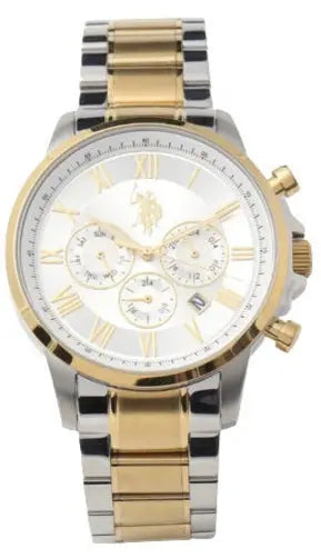 US POLO USP7110YG Charles Chronograph Two Tone Stainless Steel Bracelet