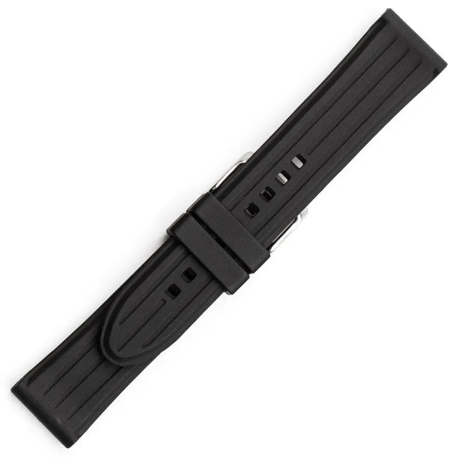 Hirsch 09180-92050 Ayrton Black Leather-Rubber Strap