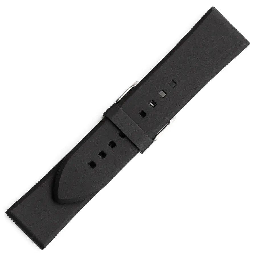 Hirsch 09180-92050 Ayrton Black Leather-Rubber Strap