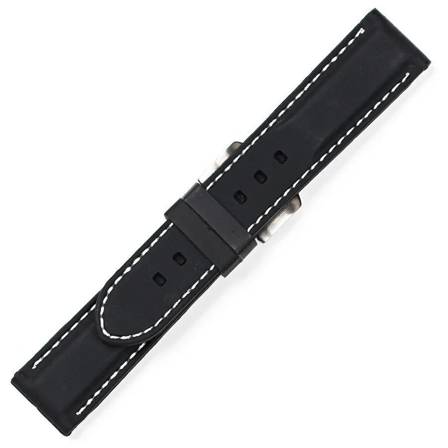 Λουρί 8834WH Black SIlicon Strap με Λευκό Γαζί