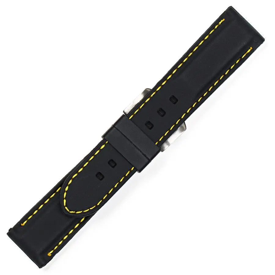 Λουρί 8834YL Black SIlicon Strap με Κίτρινο Γαζί