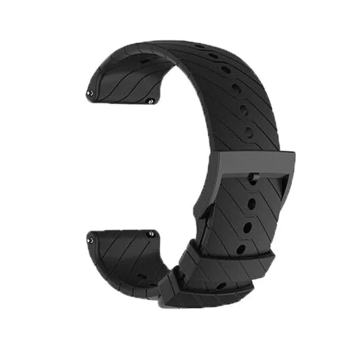 Hirsch 09180-92050 Ayrton Black Leather-Rubber Strap