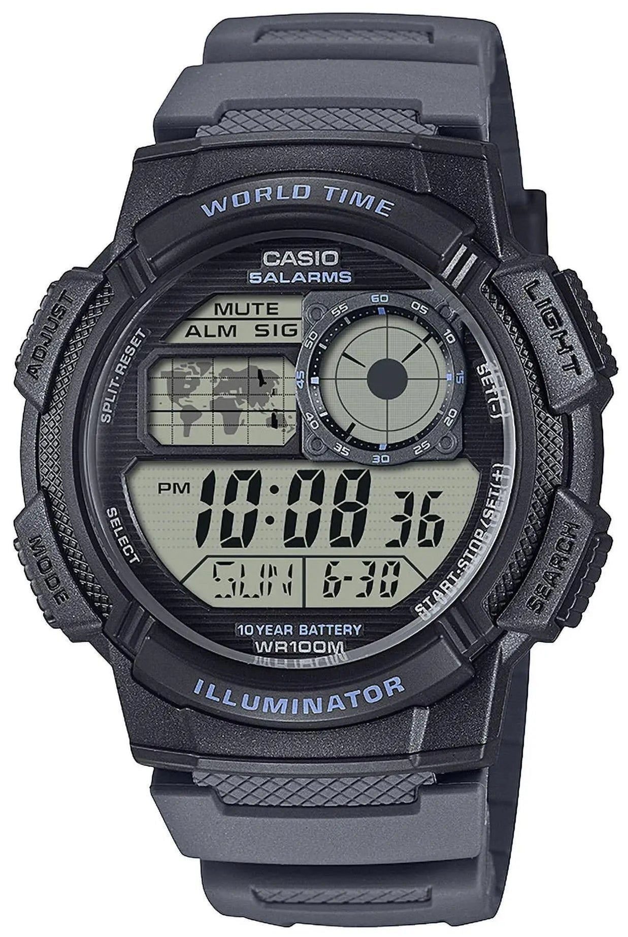 Casio AE-1000W-8AVEF Digital Grey Rubber Strap