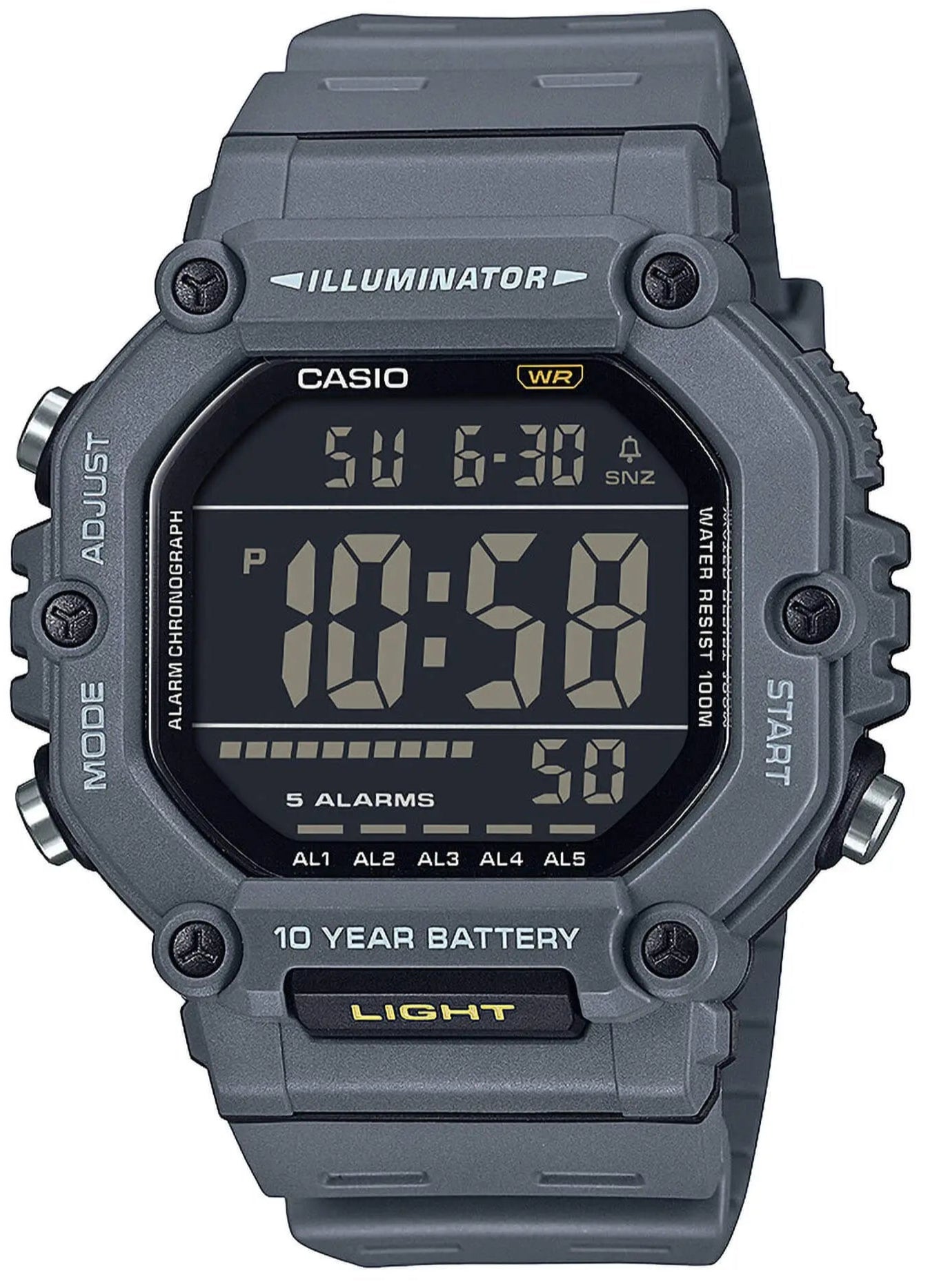 Casio AE-1600H-8BVEF Digital Grey Rubber Strap