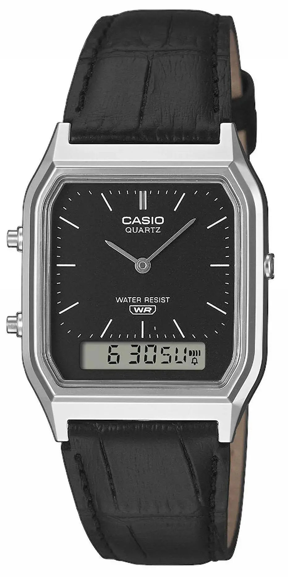 CASIO AQ-230EL-1AEF Collection Black Leather Strap Casio