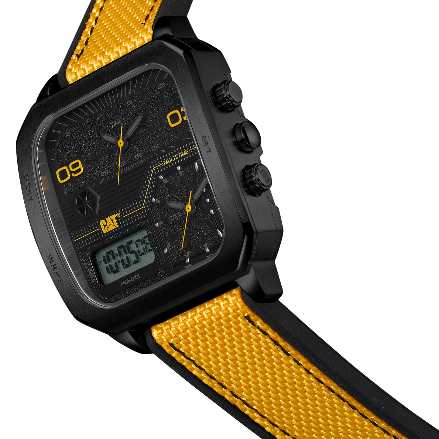 CATERPILLAR AS16927137 Retro D Multi Anadigi Yellow Nylon & Rubber Strap