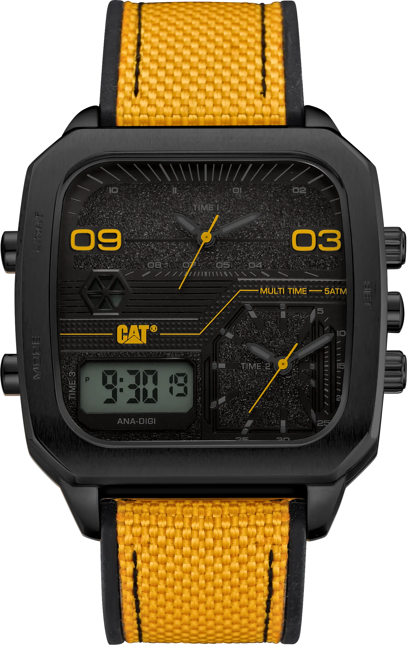 CATERPILLAR AS16927137 Retro D Multi Anadigi Yellow Nylon & Rubber Strap