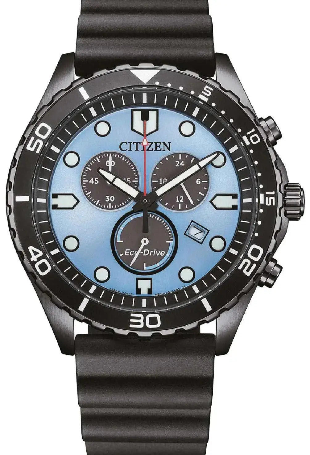 Citizen AT2567-18L Eco-Drive Chronograph Black Rubber Strap