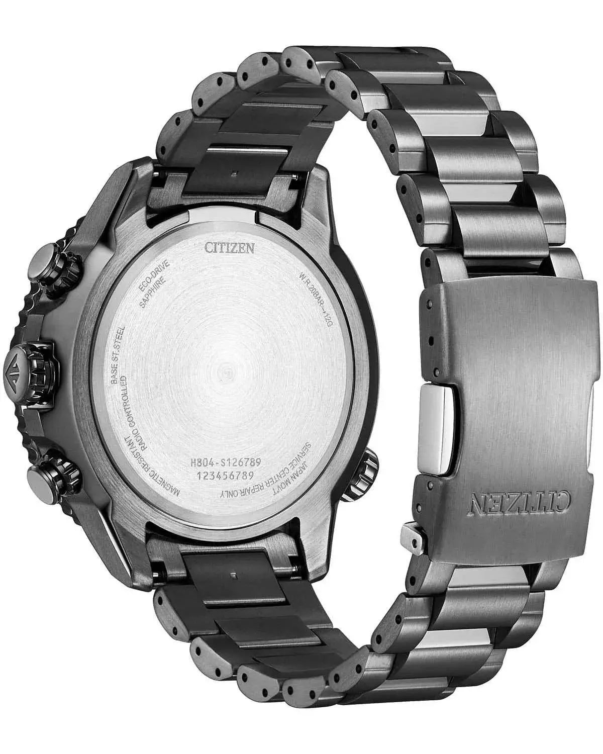 Citizen AT8227-56X Promaster Navihawk Eco-Drive RadioControlled Black Stainless Steel Bracelet