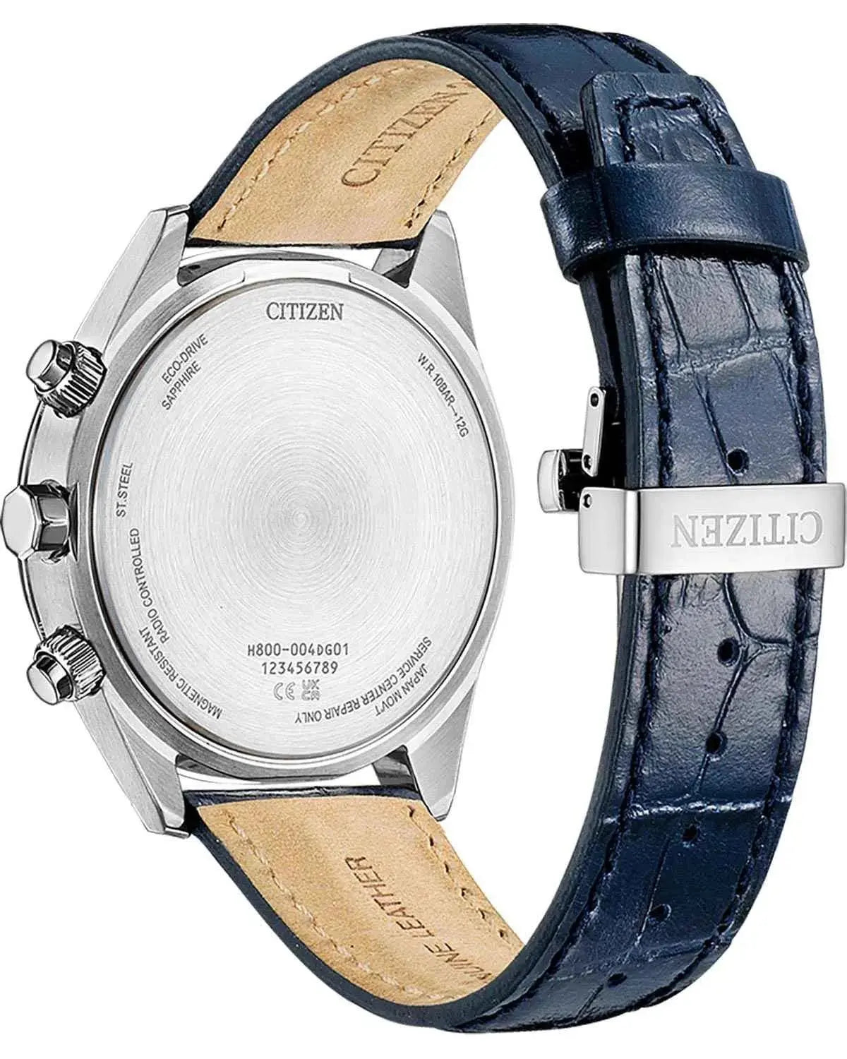 Citizen AT8260-85L Eco-Drive Chronograph Blue Leather Strap