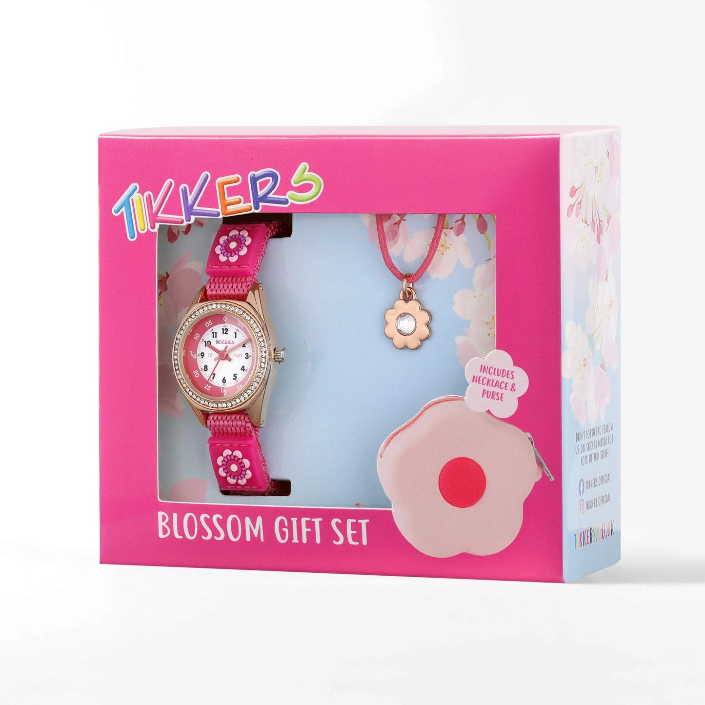 Tikkers ATK1107 Kids Blossom Gift Set Fushia Fabric Strap