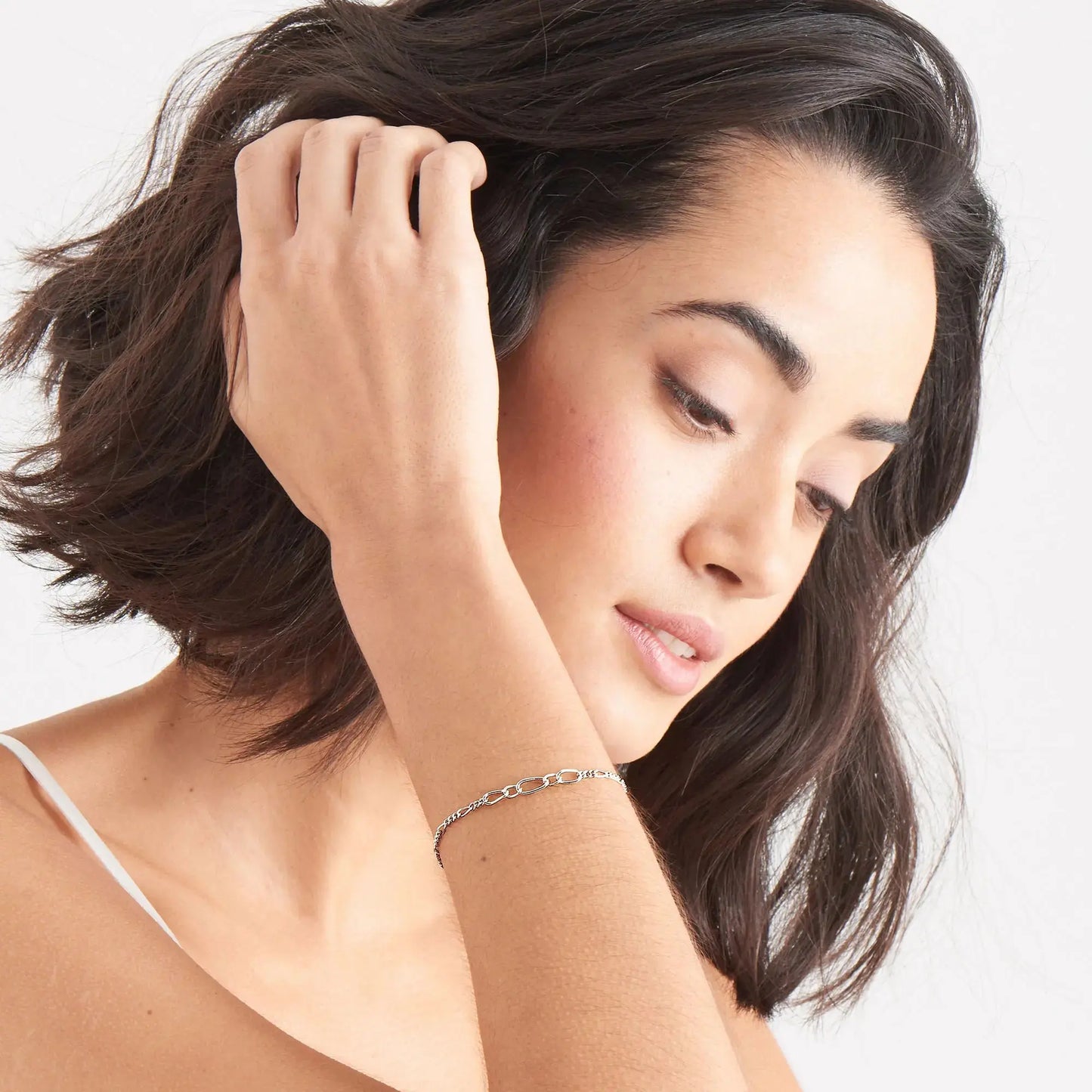 Ania Haie B021-03H Βραχιόλι Figaro Chain από Επιπλατινωμένο Ασήμι Ania Haie