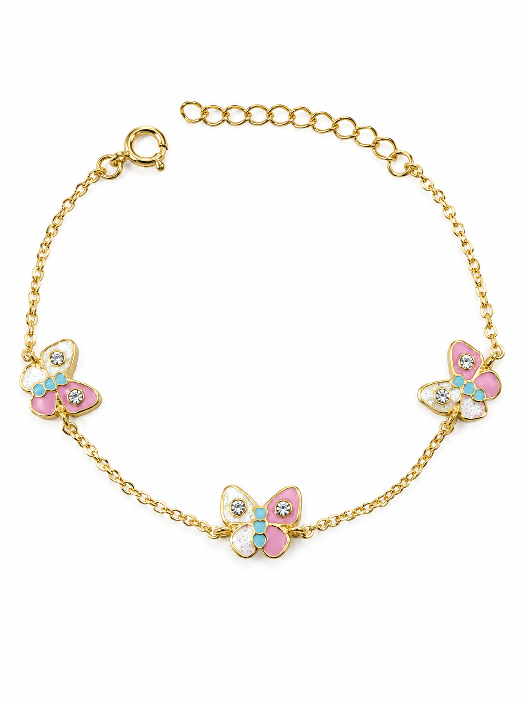 BR1948G Children's Eye and Butterfly Bracelet in 9ct Gold